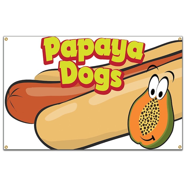Signmission Papaya Dogs Banner Concession Stand Food Truck Single Sided B-96 Papaya Dogs19 - main